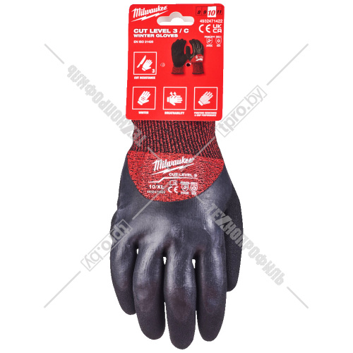 Защитные зимние перчатки (Ур.3 / размер 10/XL / 1 пара) с защитой от порезов Milwaukee (4932471349) купить в Гродно