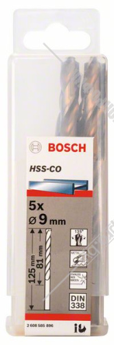 Сверло по металлу 9x81x125 мм HSS-Co (5 шт) BOSCH (2608585896) купить в Гродно