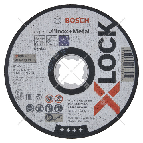 Отрезной круг X-LOCK 125x1x22.23 мм Expert for Inox + Metal BOSCH (2608619264) купить в Гродно