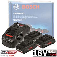 Аккумулятор ProCORE18V 4.0 Ah (3 шт) + зарядное GAL 1880 CV BOSCH (0615990N2G) купить в Гродно