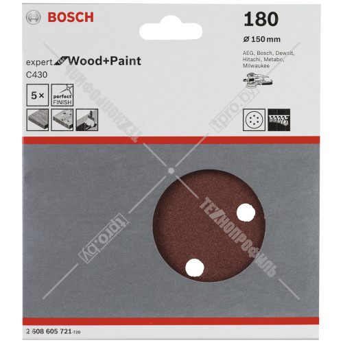 Шлифлист Expert for Wood and Paint 150 мм Р180 BOSCH (2608605721) купить в Гродно