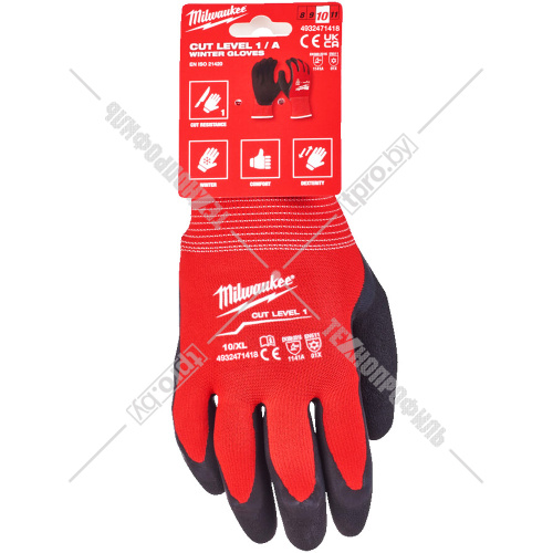 Защитные зимние перчатки (Ур.1 / размер 10/XL / 1 пара) с защитой от порезов Milwaukee (4932471345) купить в Гродно