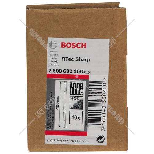 Зубило плоское SDS-max 25х400 мм RTec Sharp (10 шт) BOSCH (2608690166) купить в Гродно фото 4