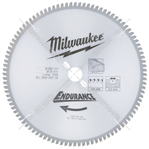 Пильный диск 305х3,2х30 мм Z96 по дереву Milwaukee (4932352142) купить в Гродно фото 2