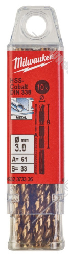 Сверло по металлу 3x61 мм HSS-Co (10 шт) Milwaukee (4932373336) купить в Гродно