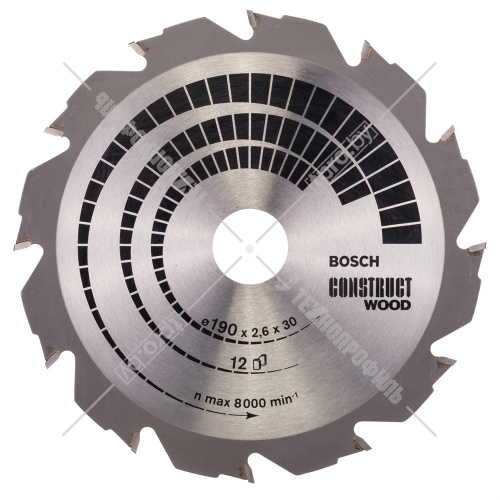 Пильный диск 190х2,6х30 мм Z12 Construct Wood BOSCH (2608640633) купить в Гродно фото 2