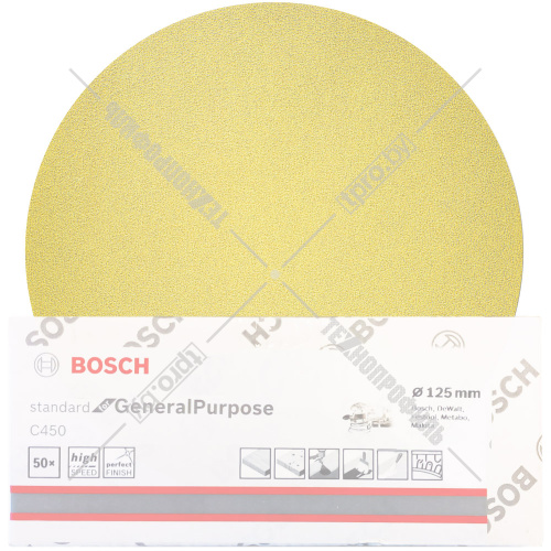 Шлифлист без отверстий Standard for General Purpose 125 мм Р40 BOSCH (2608621748) купить в Гродно