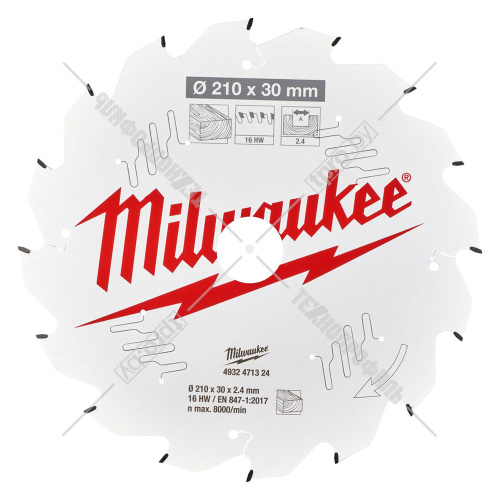 Пильный диск 210х2,4х30 мм Z16 по дереву Milwaukee (4932471324) купить в Гродно фото 2