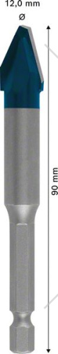 Сверло по керамограниту 12х90 мм Expert HEX-9 HardCeramic BOSCH (2608579510) купить в Гродно фото 2