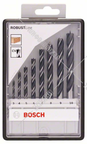 Набор спиральных сверл по древесине 3-10 мм Robust Line (8 шт) BOSCH (2607010533) купить в Гродно