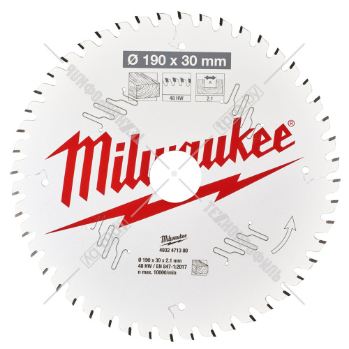Пильный диск 190х2,1х30 мм Z48 Milwaukee (4932471380) купить в Гродно фото 2