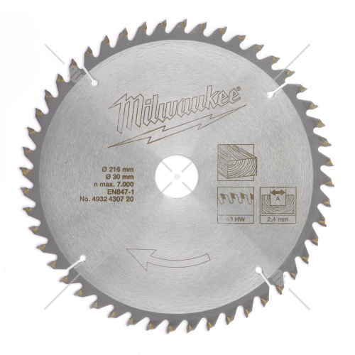 Пильный диск WCSB 216x2,4х30 мм Z48 Milwaukee (4932430720) купить в Гродно фото 2
