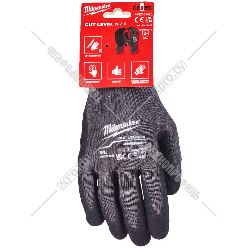 Защитные перчатки (Ур.5 / размер 9/L / 1 пара) с улучшеной защитой от порезов Milwaukee (4932471425) купить в Гродно