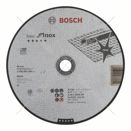 Отрезной круг 230х2,5х22,23 мм Best for Inox BOSCH (2608603508) купить в Гродно