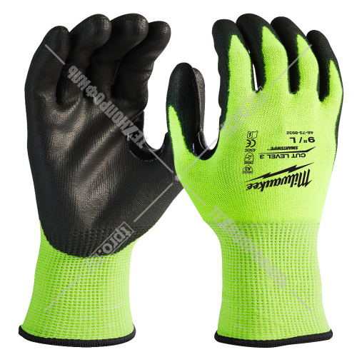 Защитные сигнальные перчатки (Ур.3 / размер 9/L / 1 пара) с защитой от порезов Milwaukee (4932478132) купить в Гродно фото 2