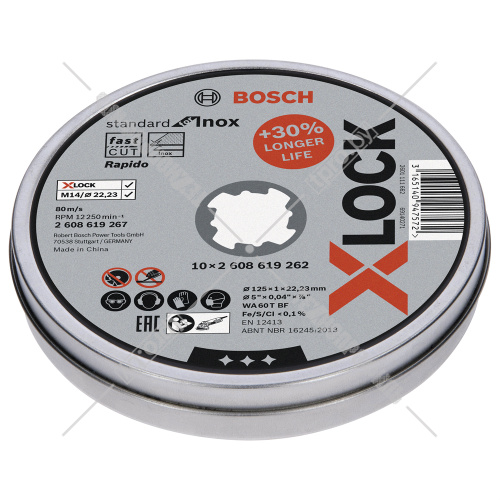 Отрезной круг X-LOCK 125x1x22.23 мм (10 шт) Standard for Inox BOSCH (2608619267) купить в Гродно фото 2