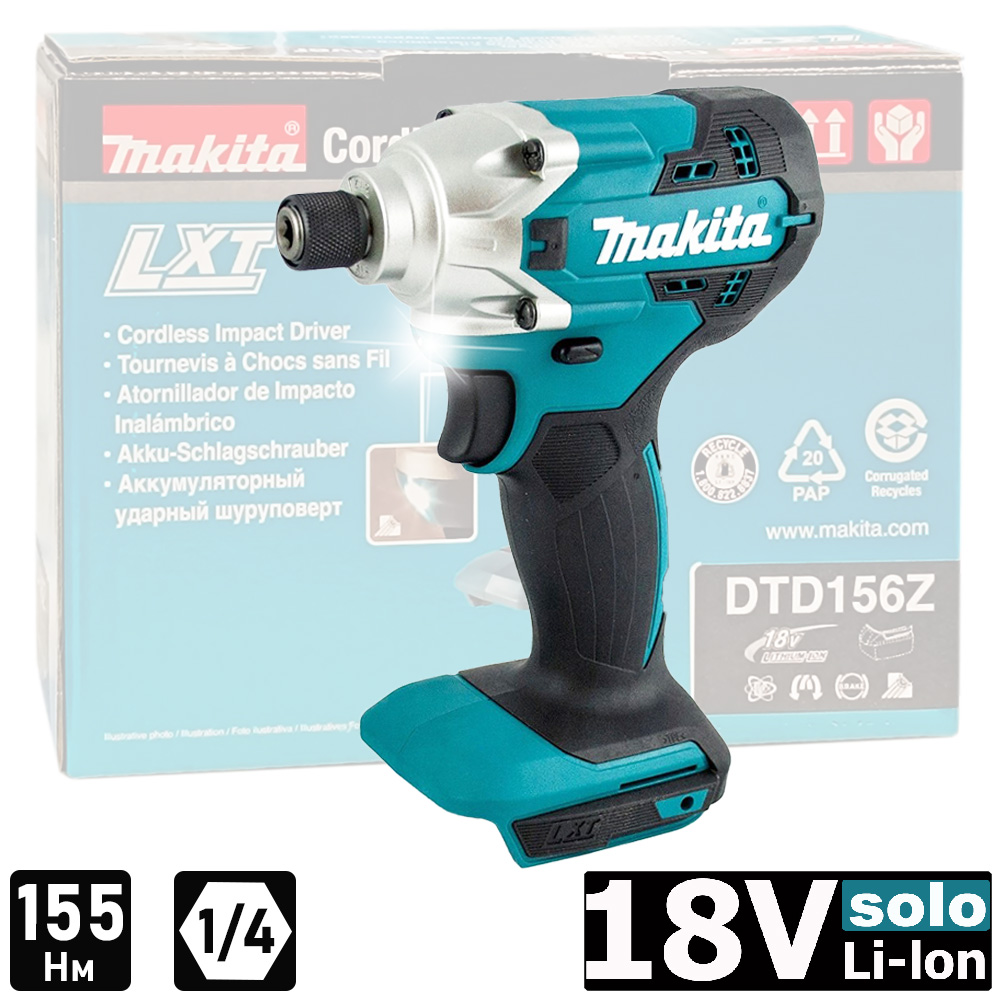 Шуруповерт ударный DTD156Z (DTD 156 Z) аккумуляторный MAKITA
