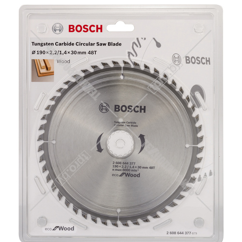 Пильный диск 190х2,2х30 мм Z48 ECO for Wood BOSCH (2608644377) купить в Гродно
