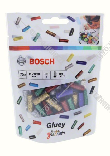 Клеевые стержни для ручки Gluey 7x20 мм с блестками (70 шт) BOSCH (2608002006) купить в Гродно