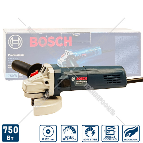 Угловая шлифмашина GWS 750 S Professional BOSCH (0601394121) купить в Гродно
