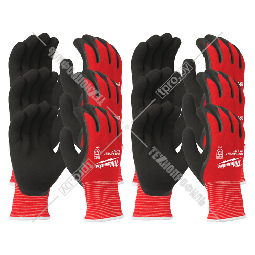 Защитные зимние перчатки (Ур.1 / размер 9/L / 12 пар) с защитой от порезов Milwaukee (4932471607) купить в Гродно
