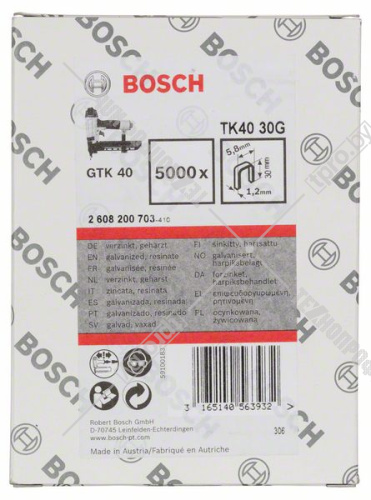 Скобы для GTK 40/TK40 30G 30 мм (5000 шт) BOSCH (2608200703) купить в Гродно