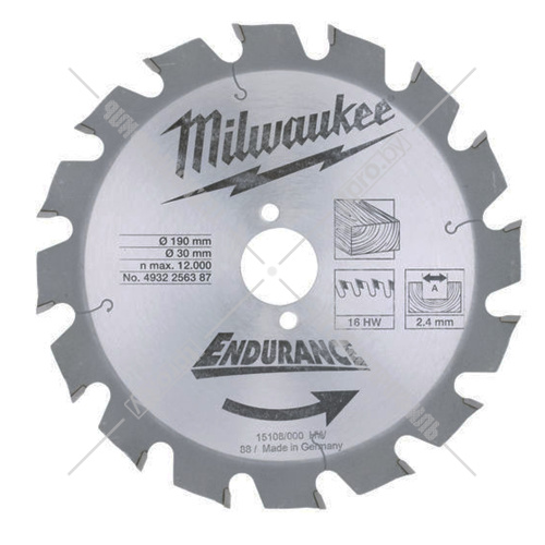 Пильный диск 190x2,4х30 мм Z16 Milwaukee (4932256387) купить в Гродно фото 2