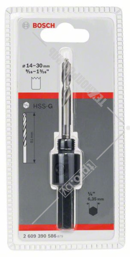 Адаптер 1/4" для коронок 14-30 мм + центрующее сверло HSS-G BOSCH (2609390586) купить в Гродно