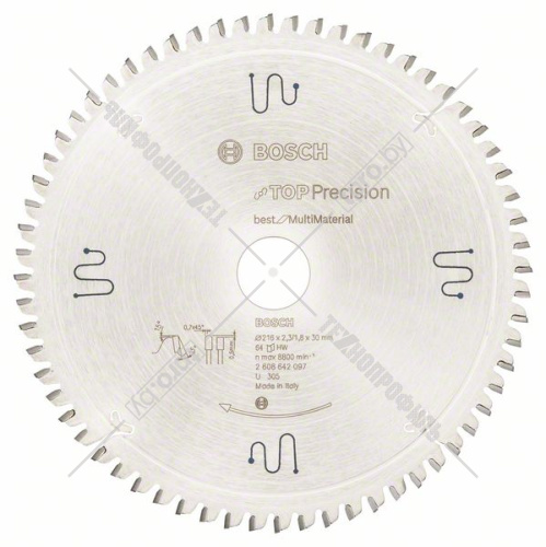 Пильный диск 216x2,3х30 мм Z64 Top Precision Best for Multi Material BOSCH (2608642097) купить в Гродно фото 2