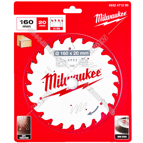 Пильный диск 160х2,2х20 мм Z24 Milwaukee (4932471290) купить в Гродно