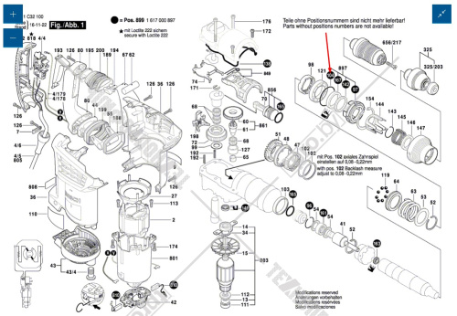 Кольцо уплотнительное к GBH 4-32 DFR BOSCH (1610210196) купить в Гродно фото 2