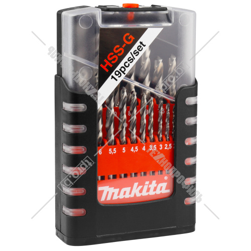 Набор сверл по металлу HSS-G 1-10 мм (19 шт) Makita (D-29941) купить в Гродно