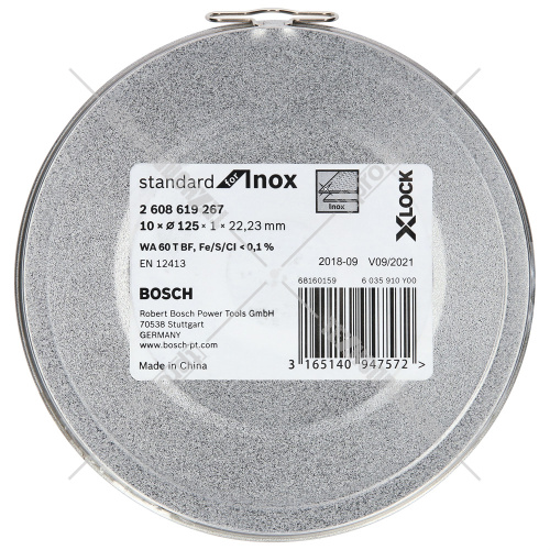 Отрезной круг X-LOCK 125x1x22.23 мм (10 шт) Standard for Inox BOSCH (2608619267) купить в Гродно фото 3