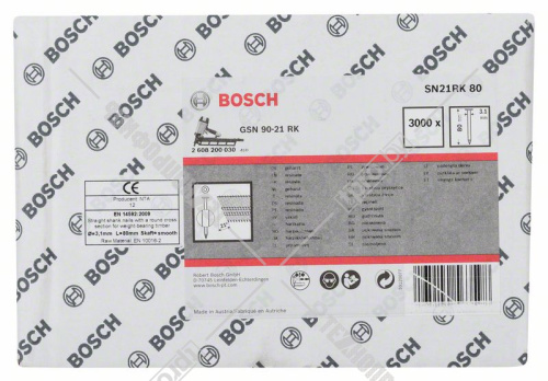 Гвозди для GSN 90-21 RK 80 мм (3000 шт) BOSCH (2608200030) купить в Гродно