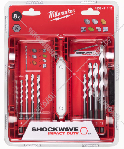 Набор сверл универсальных 4-12 мм (8 шт) Shockwave Milwaukee (4932471112) купить в Гродно
