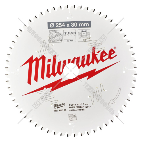 Пильный диск CSB MS W 254x3,0х30 мм Z60 по дереву Milwaukee(4932471320) купить в Гродно фото 2