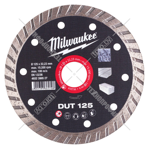 Алмазный круг универсальный DUT 125x22,23 мм Turbo Milwaukee (4932399527) купить в Гродно фото 2