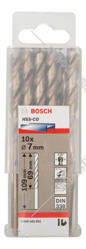 Сверло по металлу HSS-Co 7x69x109 мм (10 шт) BOSCH (2608585892) купить в Гродно