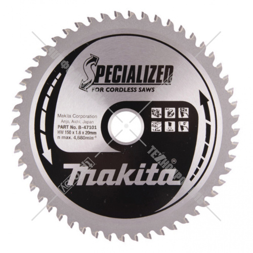 Пильный диск по алюминию 150x1,6х20 мм Z52 MAKITA (B-47101) купить в Гродно
