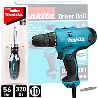 Дрель-шуруповерт сетевая DF0300X1 (DF 0300 X1) + ручная отвертка (D-58833) MAKITA купить в Гродно