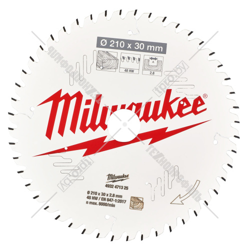 Пильный диск 210х2,8х30 мм Z48 по дереву Milwaukee (4932471325) купить в Гродно фото 2