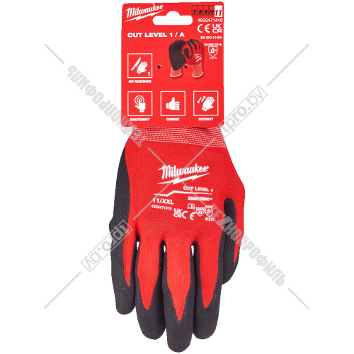Защитные перчатки (Ур.1 / размер 11/XXL / 1 пара) с защитой от порезов Milwaukee (4932471419) купить в Гродно