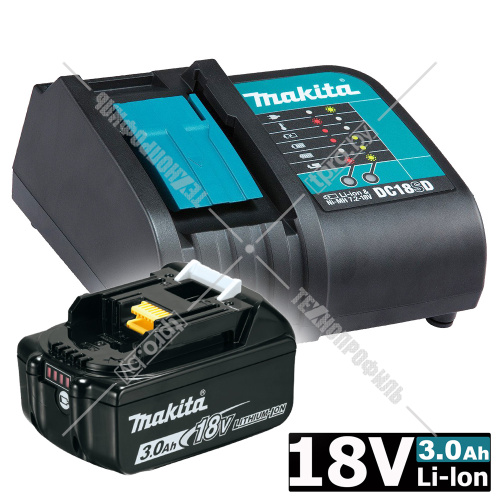 Набор аккумуляторов BL1830B 3.0 Ah (1 шт) + зарядное DC18SD MAKITA (191A23-6) купить в Гродно
