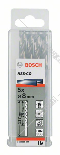 Сверло по металлу 8x75x117 мм HSS-Co (5 шт) BOSCH (2608585894) купить в Гродно