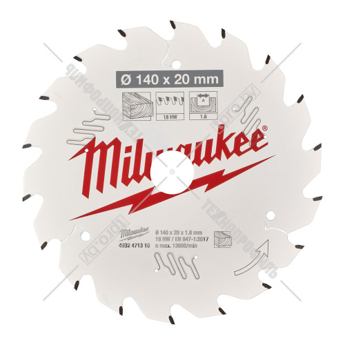Пильный диск 140х1,6х20 мм Z18 Milwaukee (4932471310) купить в Гродно фото 2
