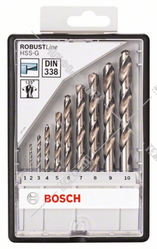 Набор сверл по металлу Robust Line HSS-G 1-10 мм (10 шт) BOSCH (2607010535) купить в Гродно