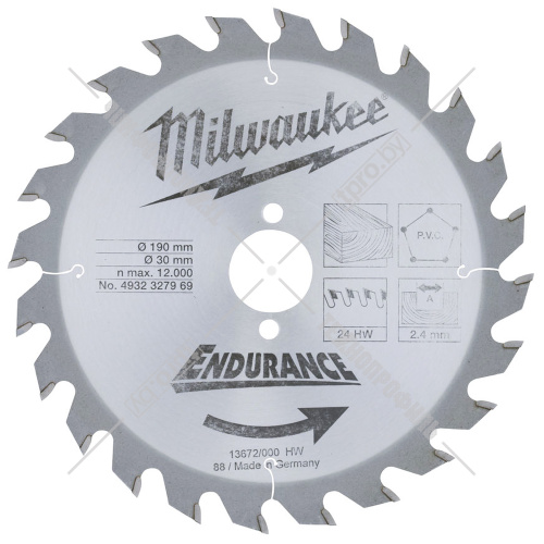 Пильный диск 190х2,4х30 мм Z24 Milwaukee (4932327969) купить в Гродно фото 2