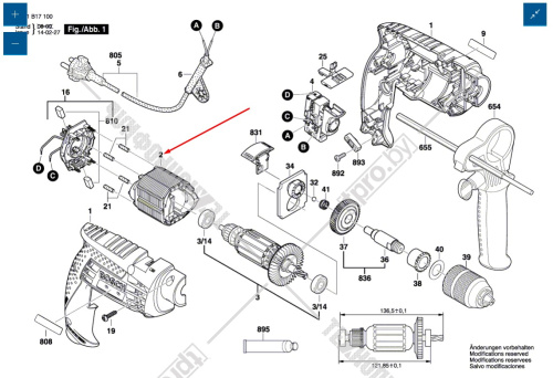 Статор к дрели GBM 10 / GBM 13 RE / GSB 13 RE BOSCH (2604220718) купить в Гродно фото 3