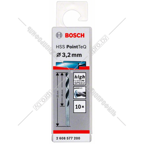 Сверло по металлу 3,2х65 мм HSS PointTeQ BOSCH (2608577314) купить в Гродно фото 3