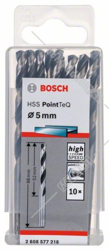 Сверло по металлу 5х86 мм HSS PointTeQ (10 шт) BOSCH (2608577218) купить в Гродно